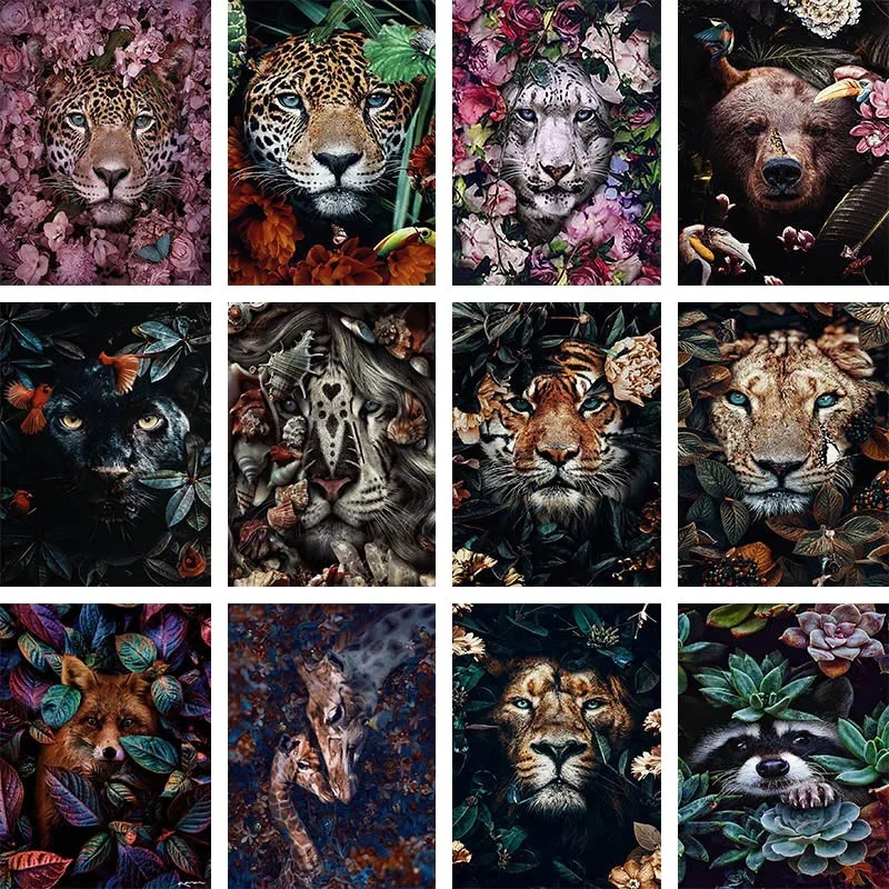 5D Комплект Алмазной Живописи Голова Животного Сцена Джунглей Veronika Сделай Сам