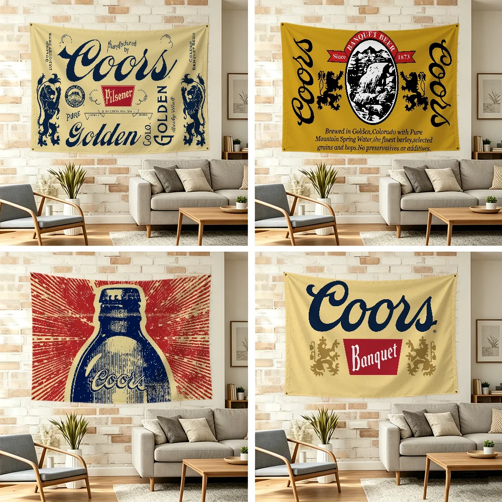 Фото Флаг с логотипом пива C-Coors Banquet для кемпинга, пикников, вечеринок, украшения дома, баннер для декора на открытом воздухе №1