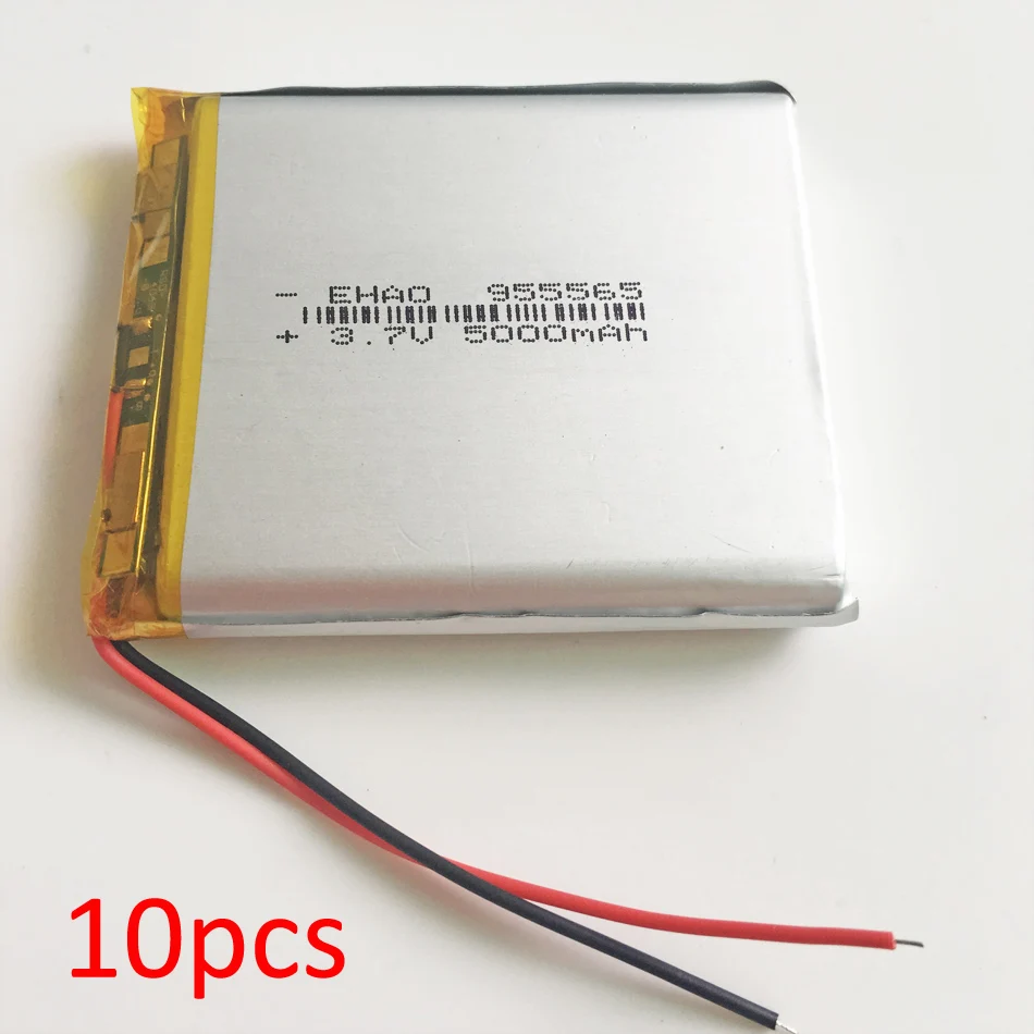 

10 PCS 955565 3.7V 5000mAh Polymer Lithium LiPo Rechargeable Battery For DVD PAD E-book Tablet PC Laptop Power Bank Video Game