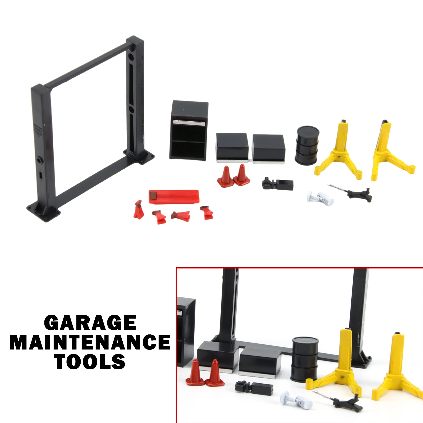 

Diorama 1/64 Garage Maintenance Tools Set Alloy Die-Cast Model Car Display 12PCS/SET