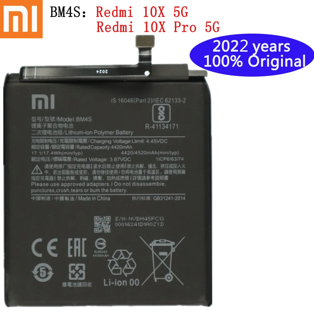 

2022 New High Quality Xiao mi Original Battery For Redmi 10X 5G / Redmi 10X Pro 5G Version 4520mAh BM4S Phone Battery