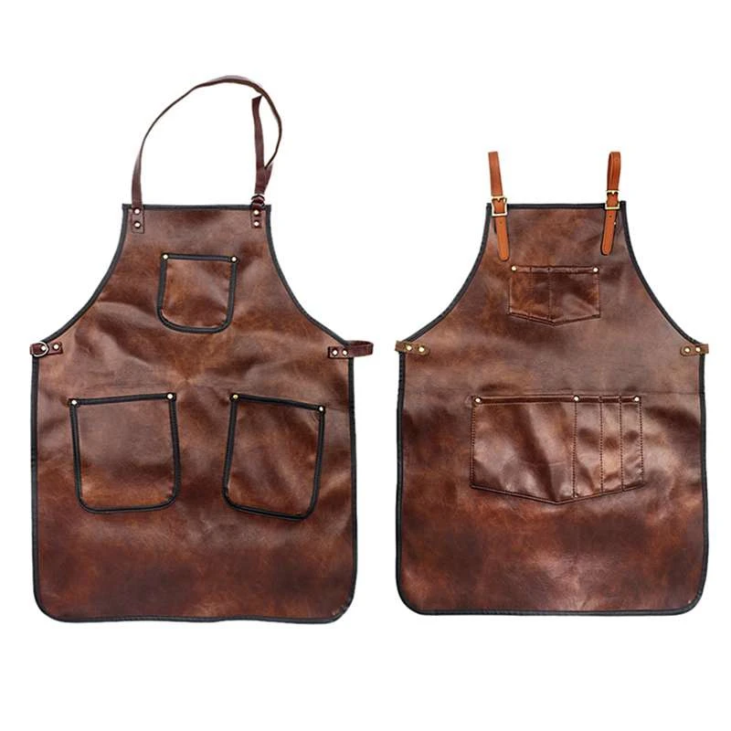 

PU Leather Waterproof Straps Barber Apron For Women Men Barber Cooking Restaurant Waitress