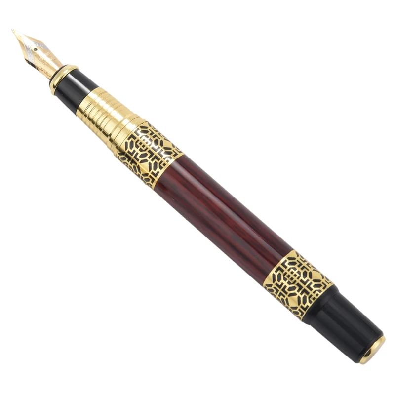 

Китайская классическая перьевая ручка, золотая металлическая деревянная перьевая ручка для офиса, школьный подарок для студентов