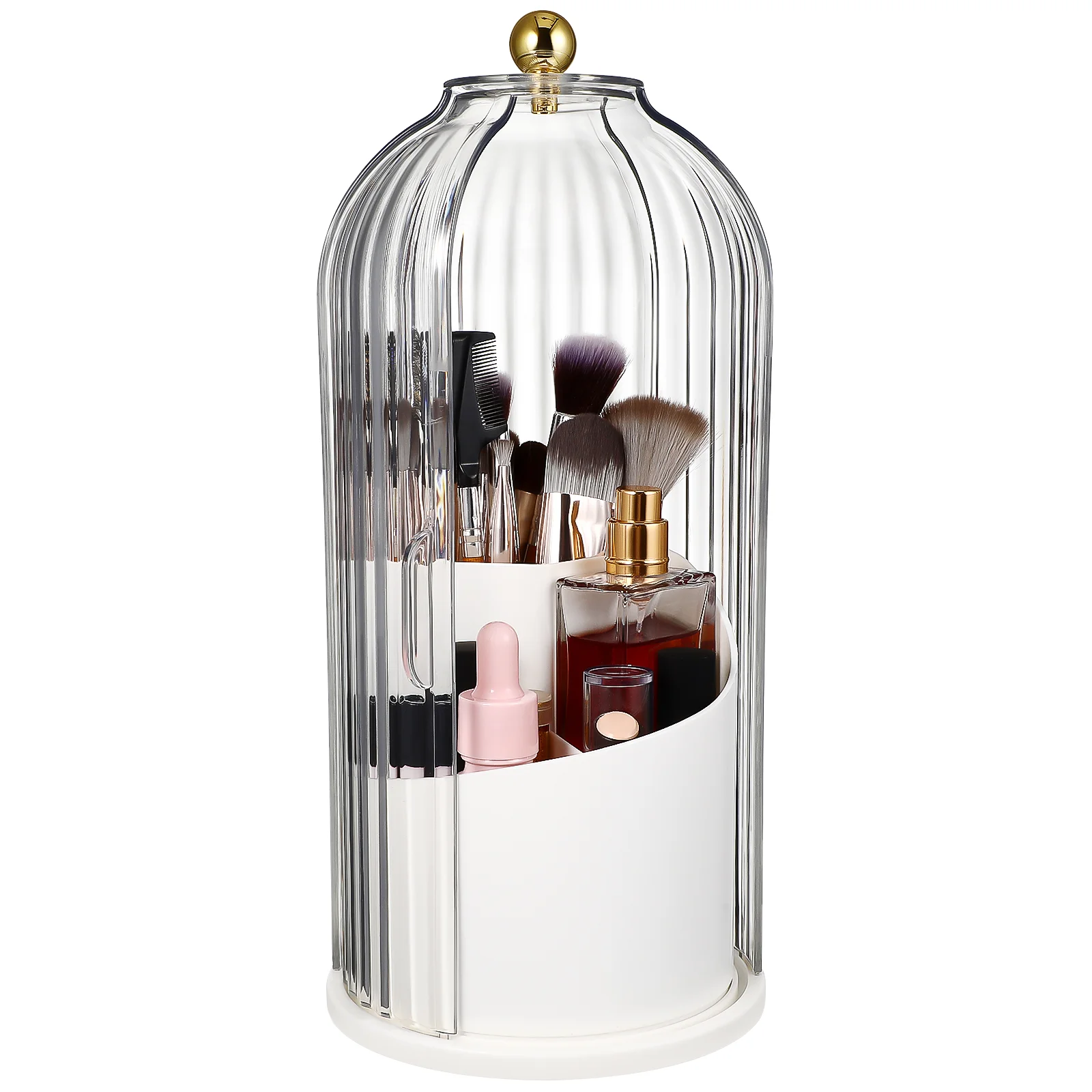 

Degree Rotating Cosmetic Organizer Makeup Brush Organizer Box Cosmetic Brush Container Storage Holder with Clear Cover