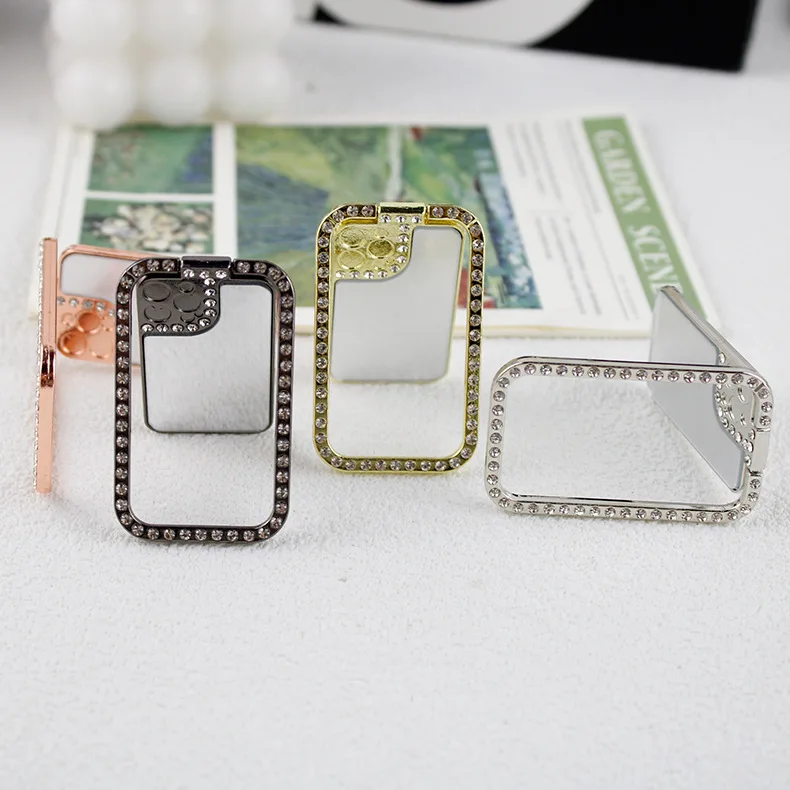 50pcs Rhinestone Square Mirror Universal Phone Holder Griptok Support For Smartphone Grip Tok Folding Finger Socket