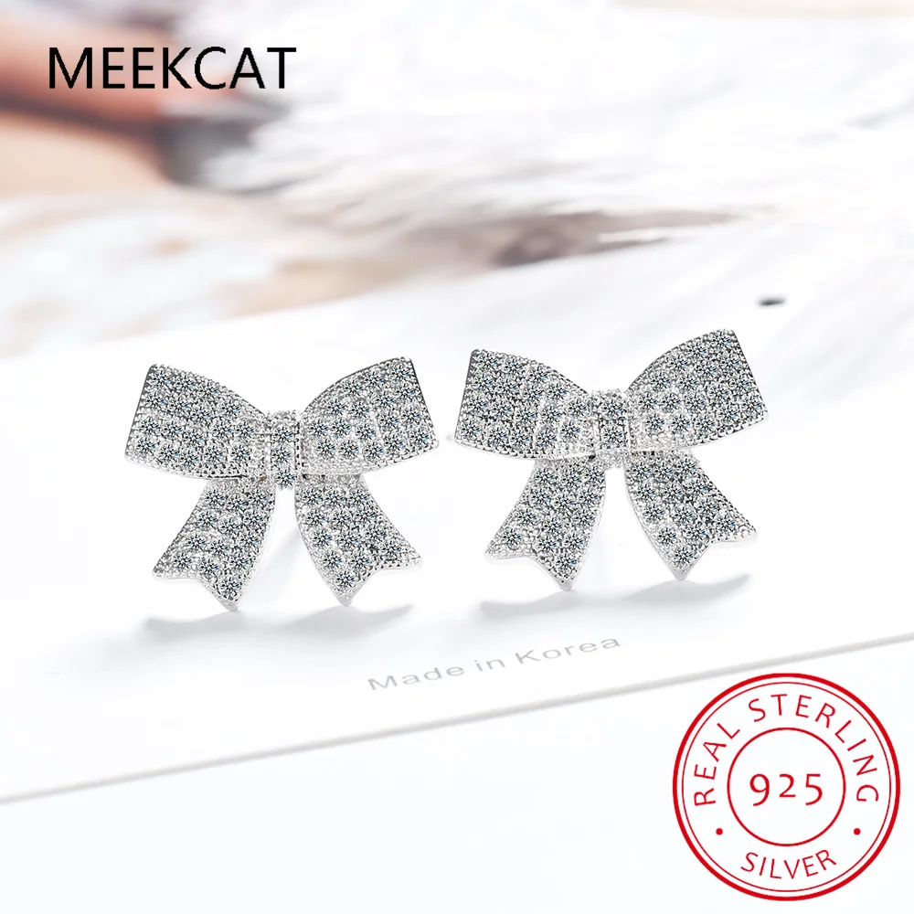 

Серьги-гвоздики женские из серебра 925 пробы с бантом