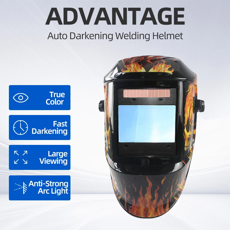 Маска сварочная с автозатемнением большой светильник 4 дуговыми датчиками