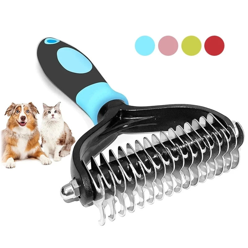 

Dog Brush Pet Hair Remover Cat Comb For Long Hair Curly Dogs Cats Removal Undercoat Pet Brush Rake Dematting Brush Dog Supplies