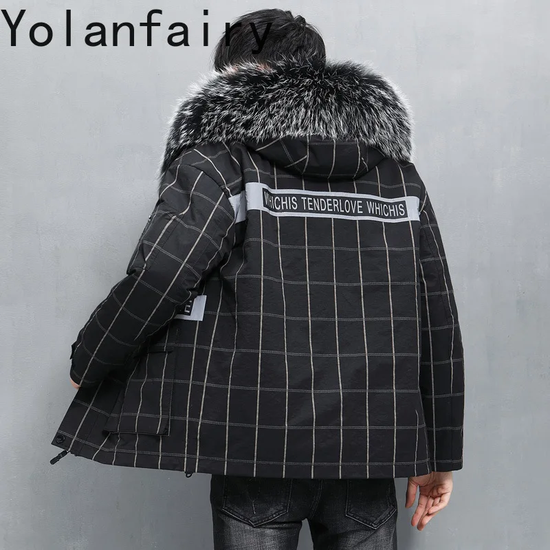 Мужские короткие парки YOLANFAIRY из натурального кроличьего меха Мужская Роскошная