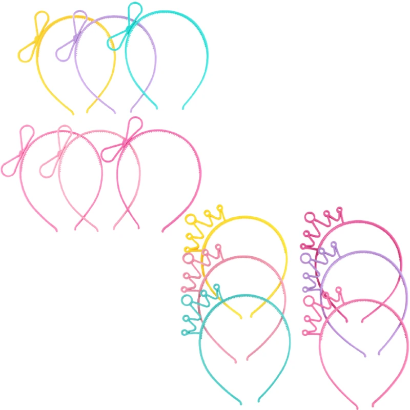 

3 Pcs/set Children Candy Color Cute HeadBands Baby Girls Resin Crown Bowknot Hairband Headdress Cosplay Headwear Accessories