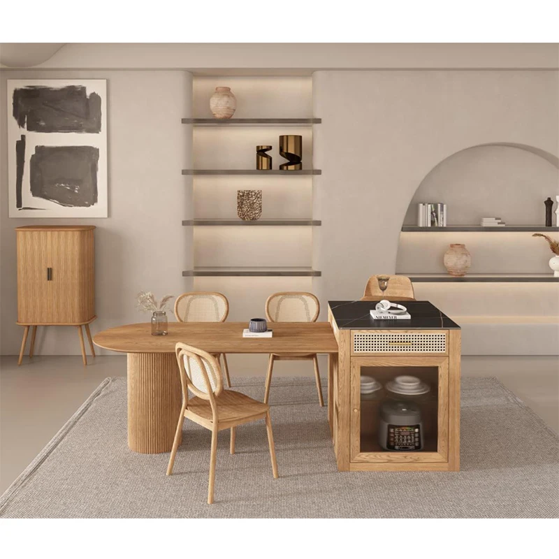 

Design of Modern simple solid Wood Dining Table suspension Furniture of Log Wind Restaurant