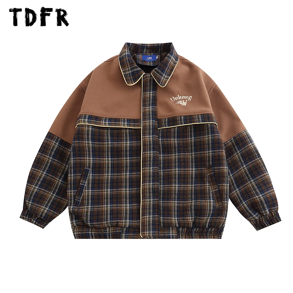 

Куртка мужская шерстяная в стиле пэчворк, Повседневная Уличная одежда в стиле ретро, с надписью и вышивкой, свободная верхняя одежда с лацканами, Осень-зима