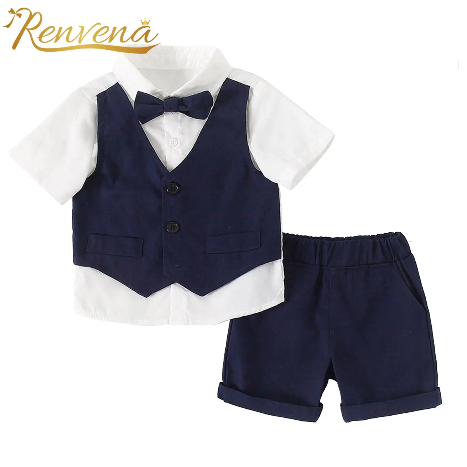 

2Pcs Kids Clothes Sets Infants Gentleman Outfit Toddlers Baptism Wear Baby Boy Birthday Party Christening Gown Boys Wedding Suit