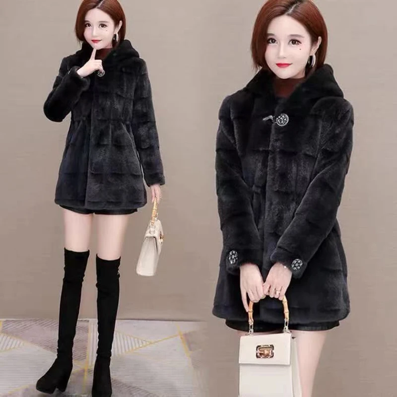 Panic Buying Women's Winter Coats 2022 Women's Winter Coats Fur Thick Winter Office Lady Other Fur Yes Real Fur Long Coat