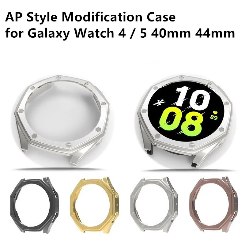 Modification AP Bezel Mod Case for Samsung Galaxy Watch 4 5 40mm 44mm Hard Plastic PC Eletroplated Brushed Frame Bumper Cover