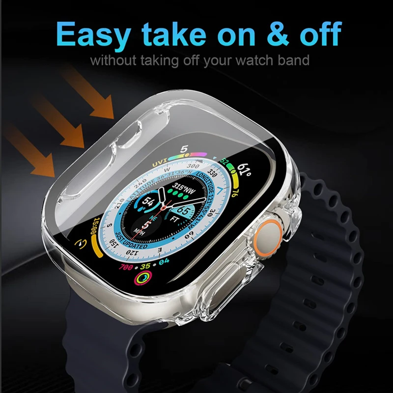 Фото Для Apple Watch Ultra 3 49 мм 2025 ПК бампер + Защитная пленка для экрана закаленное стекло + чехол для Apple Watch Case ultra2/Ultra3 аксессуары №5