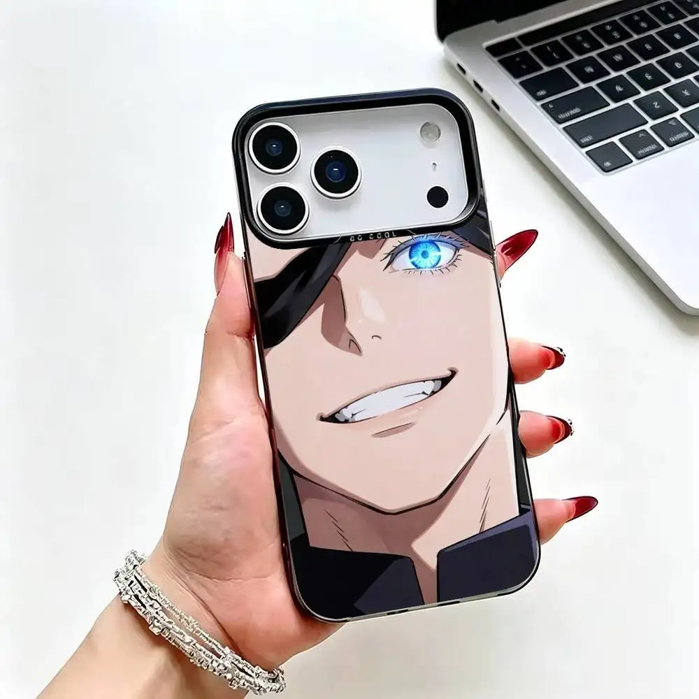 Фото Чехол для телефона Jujutsu Kaisen - Сатору Годжо для iPhone 17, 16, 15, 14, 13, 12 Plus, Pro Max, с цветным серебряным покрытием внутри. №2