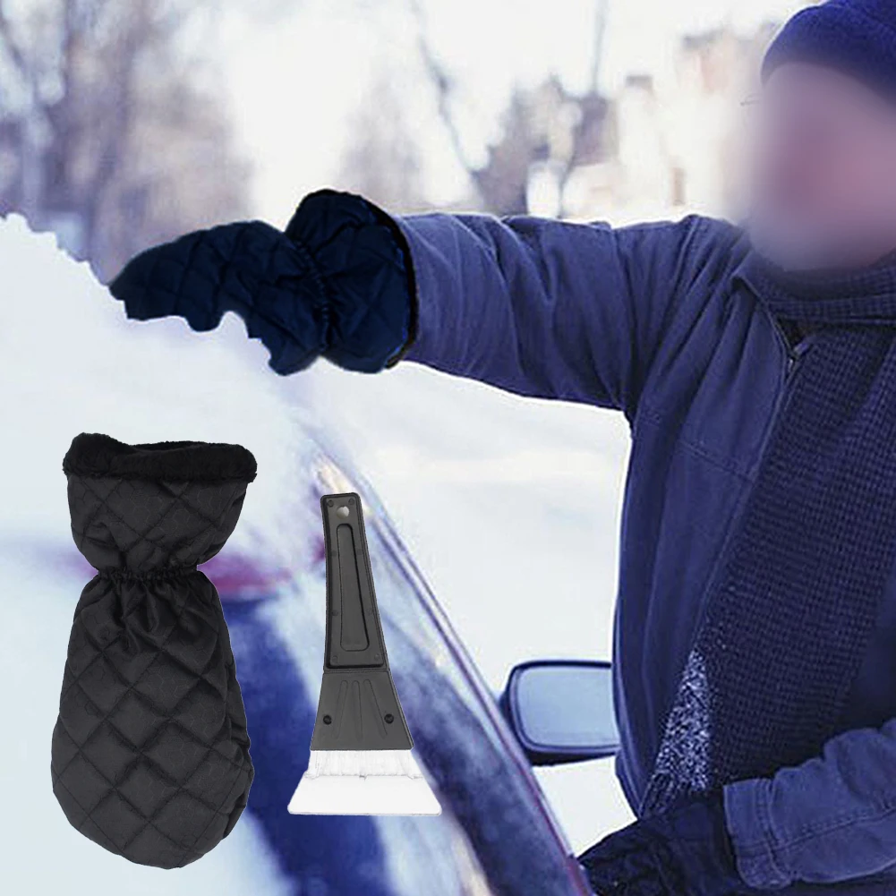 For Car Snow Shovel ​warm Gloves Mitt Lined Black Snow Remover Car Windscreen Ice Scraper Automobile Accessories
