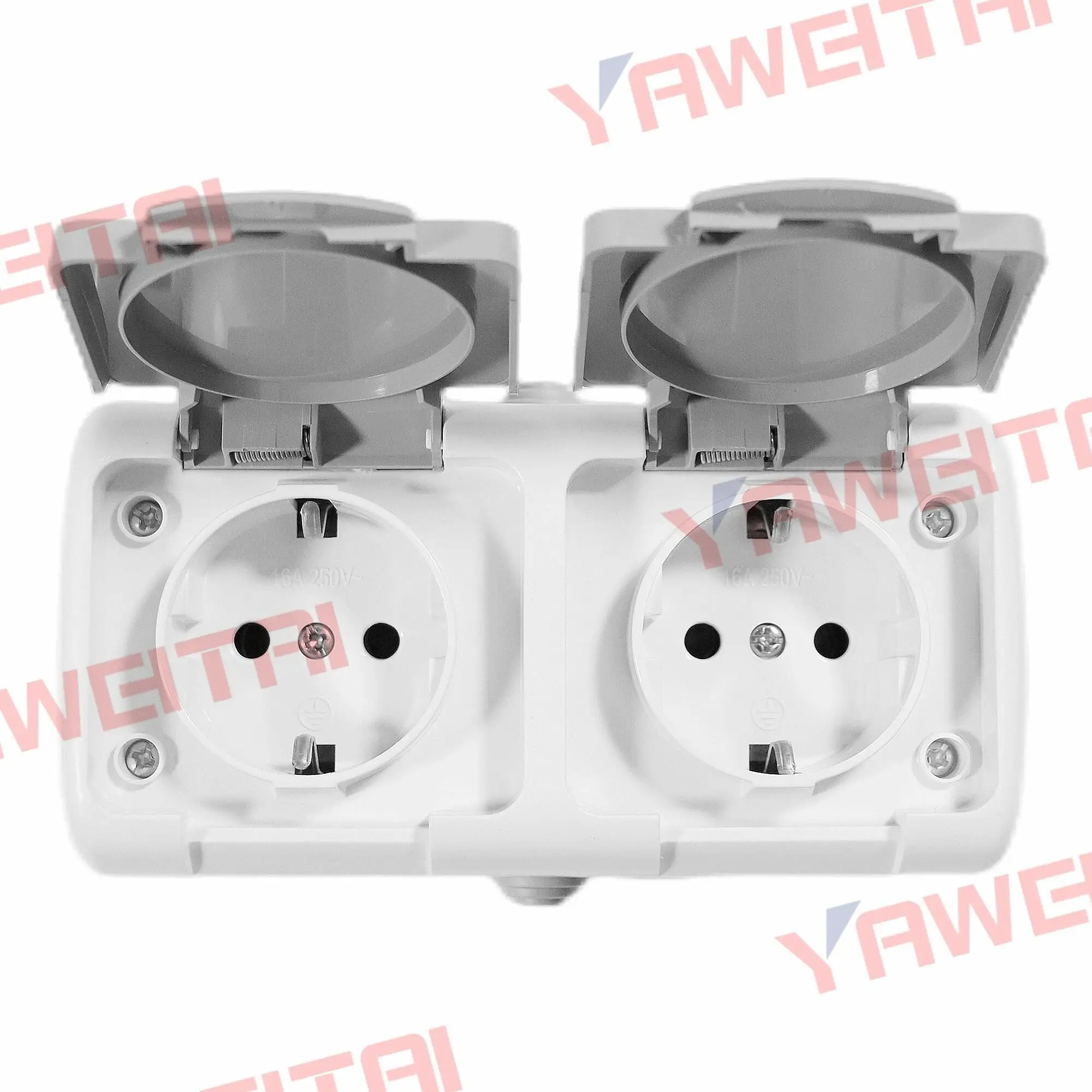 

Eu standard Installed Directly outlet IP54 level waterproof for bright outdoors cover and home Doule socket with grounding 16A