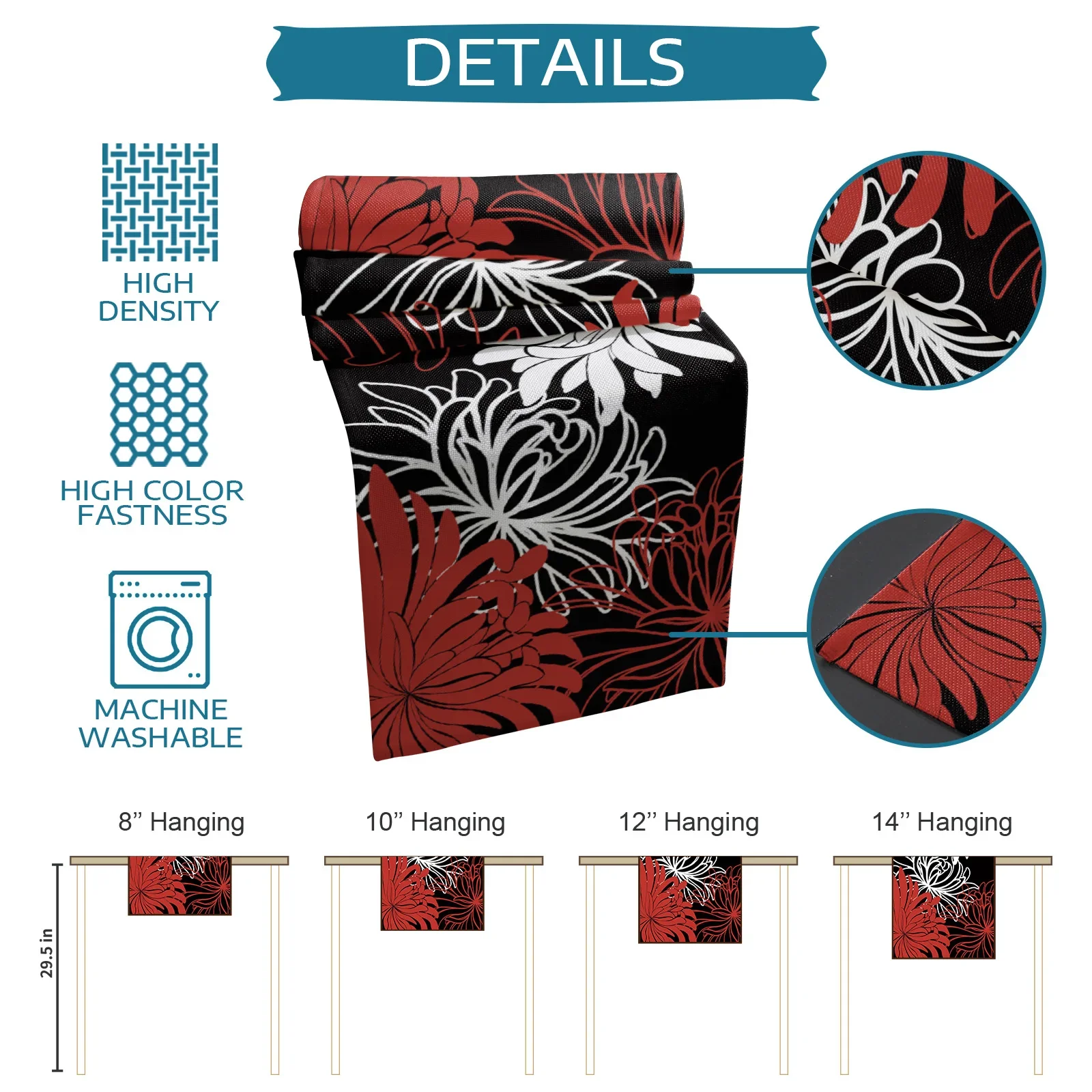 Цветок Красный Белый Черный Хризантема Льняная Скатерть Для Стола Украшение