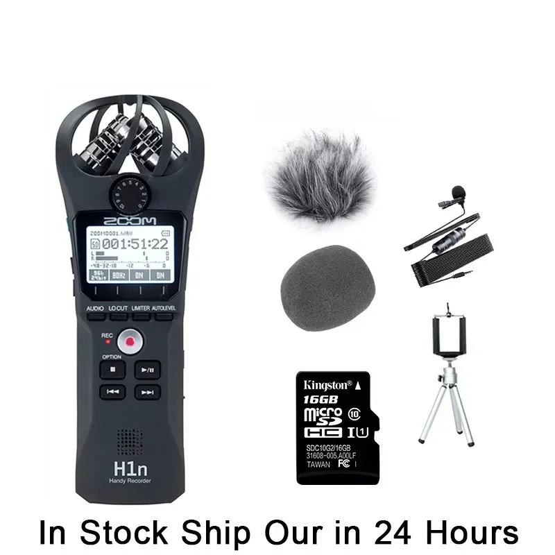 H1N Handy Digital Voice Recorder Portable Audio Stereo Microphone Interview Mic with Kingston16GB SD Card Lable