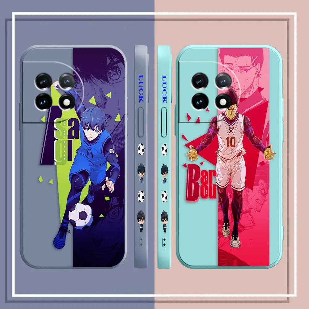 Phone Case For Oneplus 11 10 9 9R 9RT 8 8T 7 7T 5 5T 6 ACE 2 2V NORD Pro Liquid Case Funda Cqoue Shell Capa Fookball B-BLUE LOCK