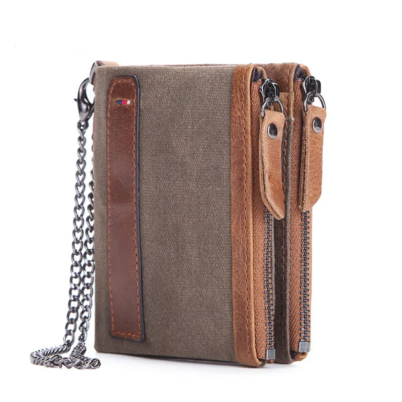 Original Genuine Leather Men's Wallets	Luxury Gifts RFID Card Holders for Men High Quality Wallet Chains Vintage Short Purses