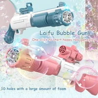 10 holes electric bubble rifle gun gatling bubble gun machine soap bubbles magic bubble for bathroom outdoor toys for children