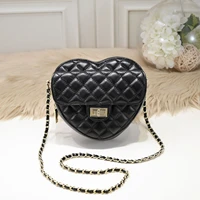 genuine leather heart shape design womens shoulder shopping bag diamond lattice small female evening party purse bag