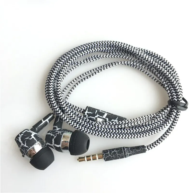 

Earphones Microphone Weaving Cloth Rope Sports Personalized Earpiece Super Bass Earphones For IPhone Samsung Xiaomi Huawei 3.5mm