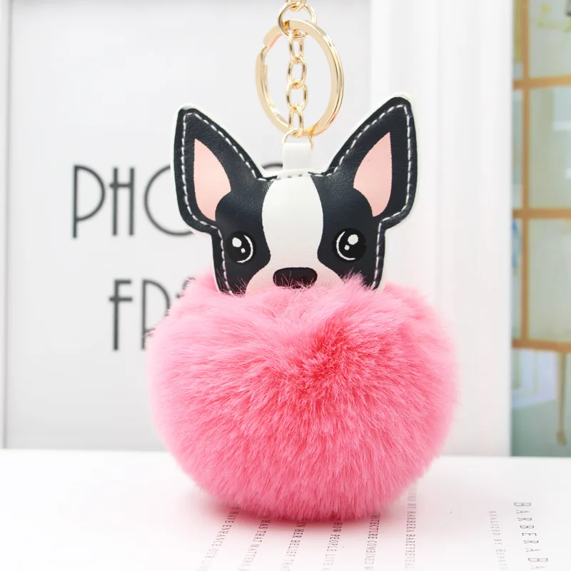

Pet Dog Accessories Fashion Rabbit Fur Ball French Bulldog Keychain Plush Ball,Chihuahua Schnauzer Puppy Toy Pet Dog Supplies