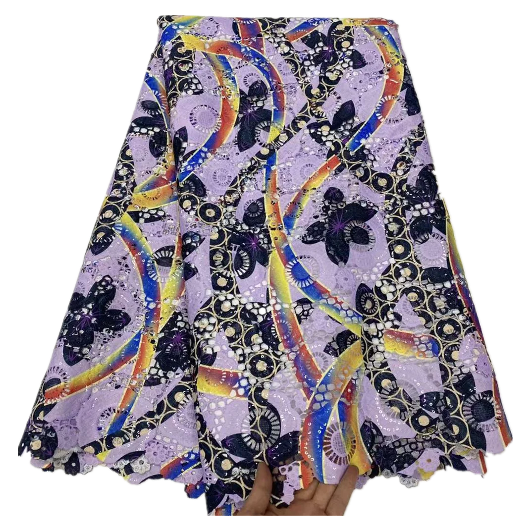 

5 Yards 2022 New Design African Lace Fabrics Nice Cord Lace Material Printed Silk Lace Fabric for DIY Dress EQXPG03