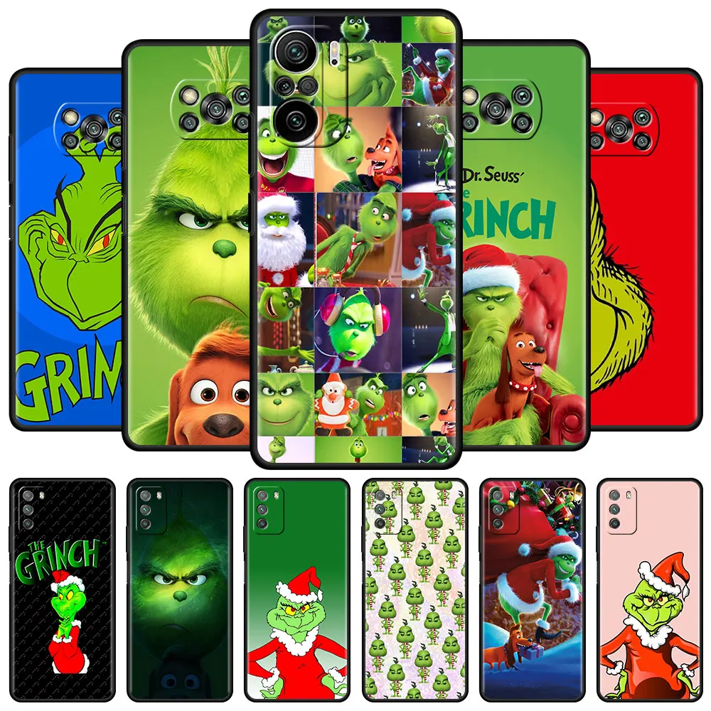 

Black Case For Xiaomi Mi Poco X3 NFC M3 F3 10T Pro Celular Soft Casing 11T 9T Note 10Lite F1 Phone Cover Christmas Green Grinchs