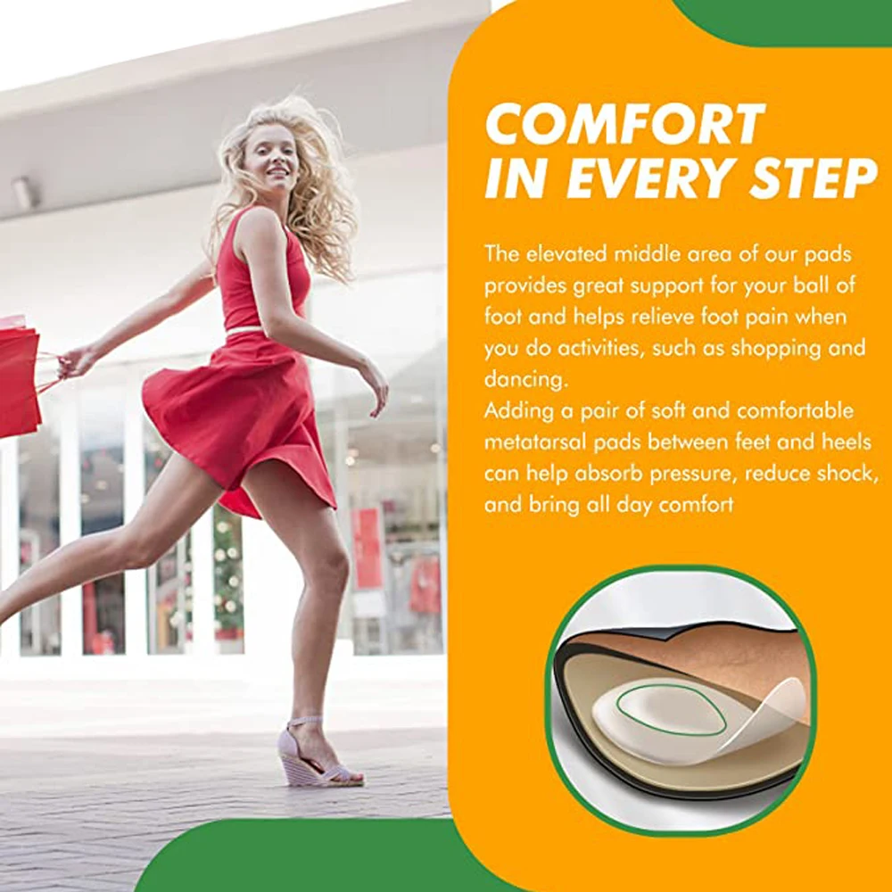 Silicone Metatarsal Foot Pads for Sandals High Heels Forefoot Insert Pain Relief Gel Insoles Ball of Foot Shoe Cushion for Women