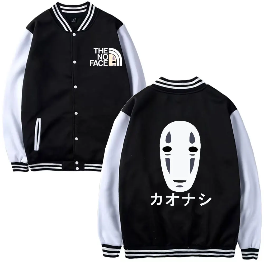 

Anime Spirit Away Totoro Baseball Uniform Studio Ghibli No Face Man Print Jacket Coat Mononoke Miyazaki Hayao Manga Street Tops