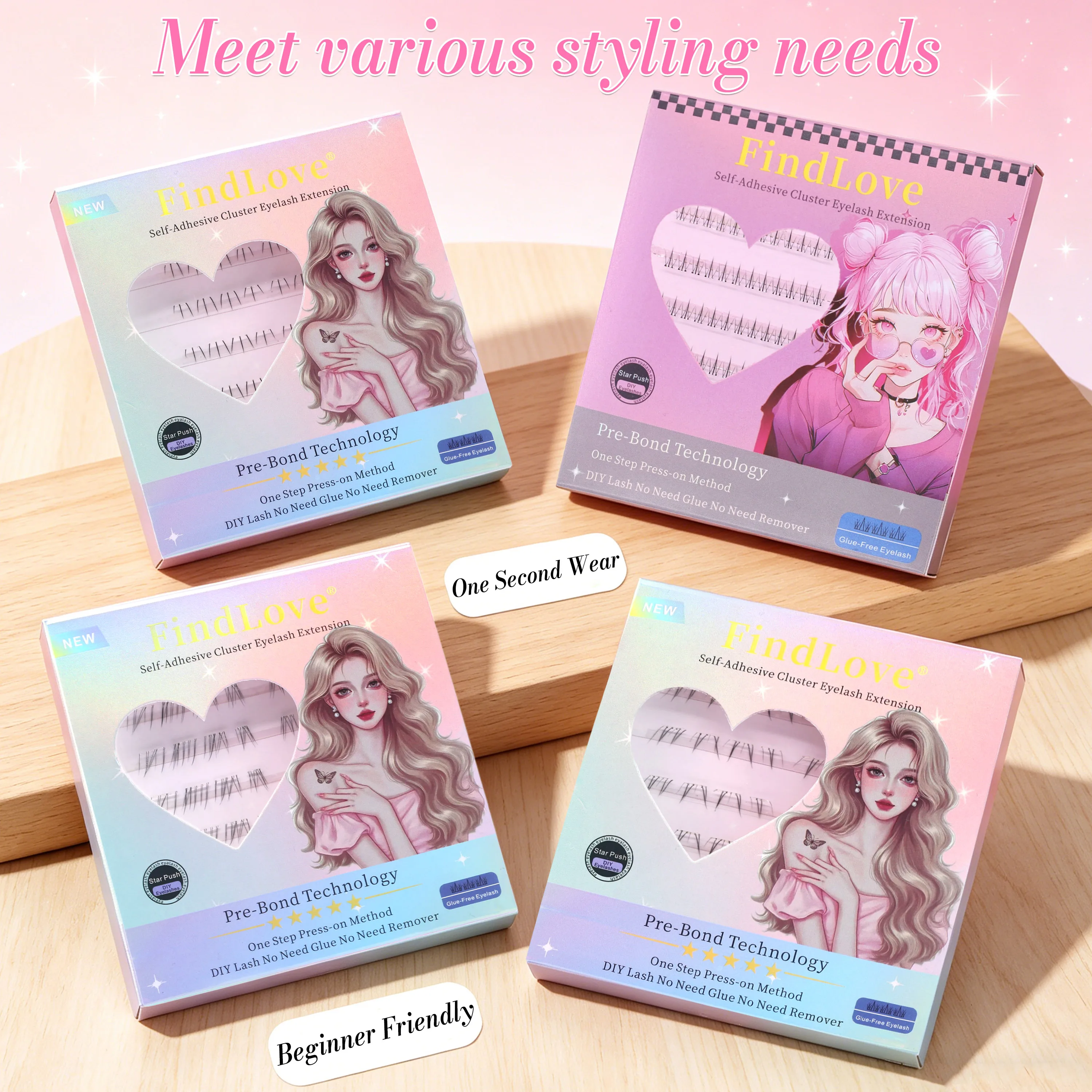 Фото Накладные ресницы FindLove Lower Lash Series: натуральный вид, самоклеящиеся, для самостоятельного наращивания, разные длины, многоразовые (2-3 раза), легко наносятся. №5
