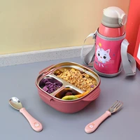 bento box breakfast box for kids student food container stainless steel material leak proof square lunch box with compartment