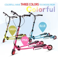 rf 101 portable childrens frog kick scooter flash double pedal scooter three wheel scissors scooter pole 3 gears adjustment