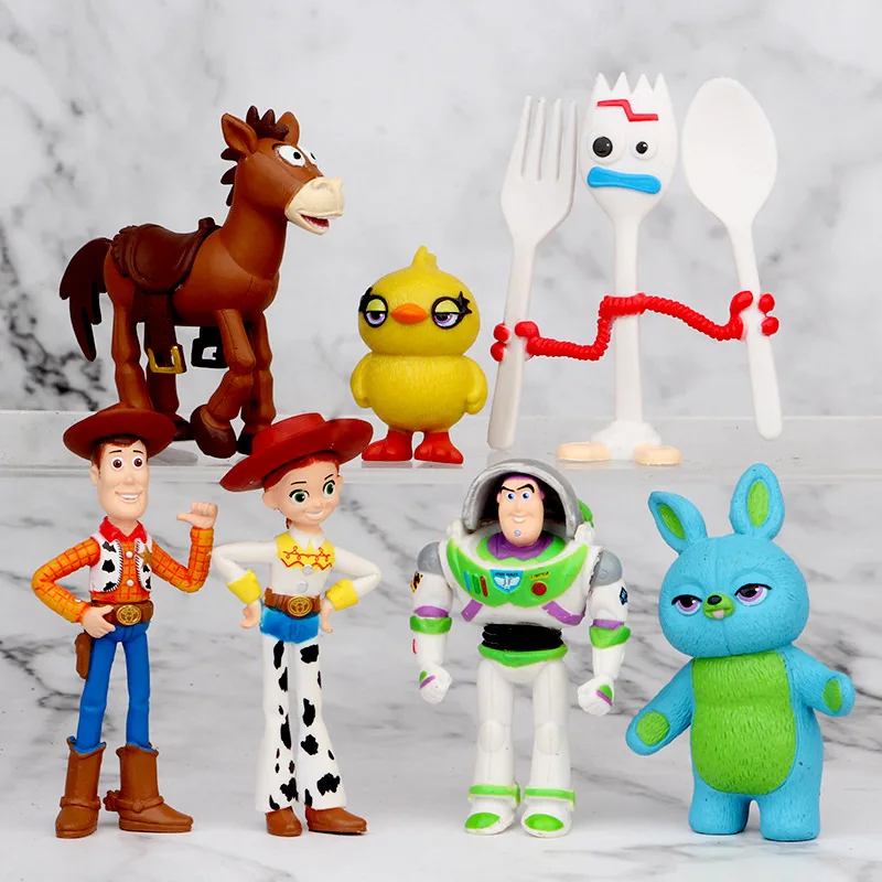 

Disney Toy Story Anime Toys Woody Jessie Buzz Lightyear Forky Figures Model Doll Desktop Cake Decoration For Children's Gift