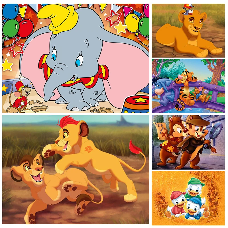 

Алмазная вышивка в виде животных Диснея, Лев Дамбо, кот, полноразмерная Алмазная мозаика, картина из мультфильма, настенное искусство, Набор...