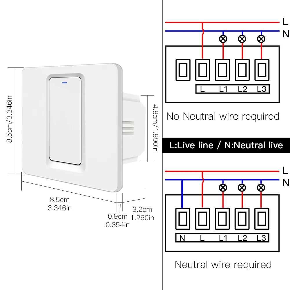 Умный кнопочный переключатель MOES Wi-Fi ZigBee не требуется нейтральный режим