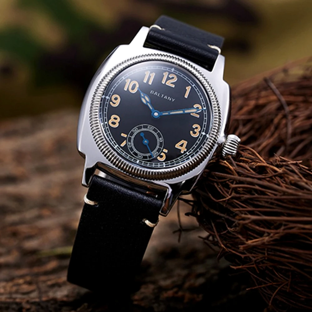 

BALTANY Military Watch Men Vintage 36mm Hand Wind Mechanical Wristwatches Dome Sapphire Luminous Watches 200m Waterproof Clocks
