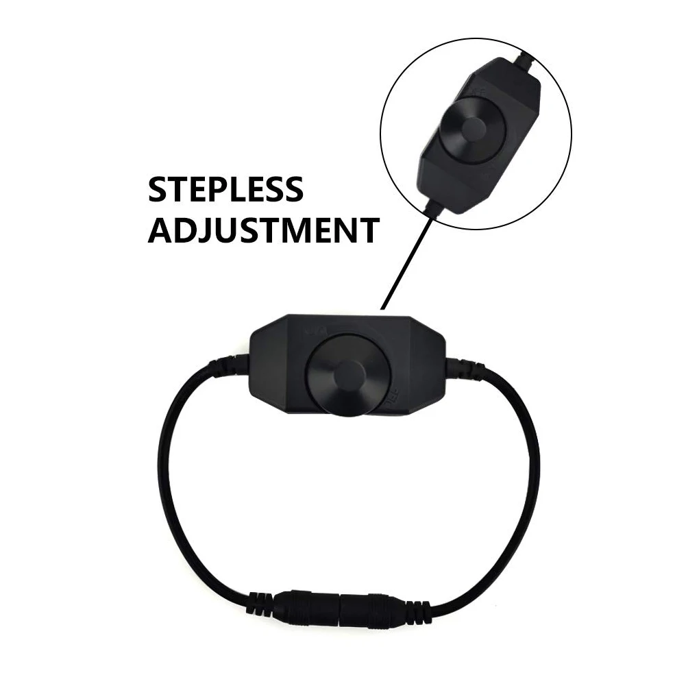 

LED Stepless Dimmer Switch Indoor Outdoor Light Strip Lamp Brightness Adjustment Dimming Power Cable Lighting Accessories