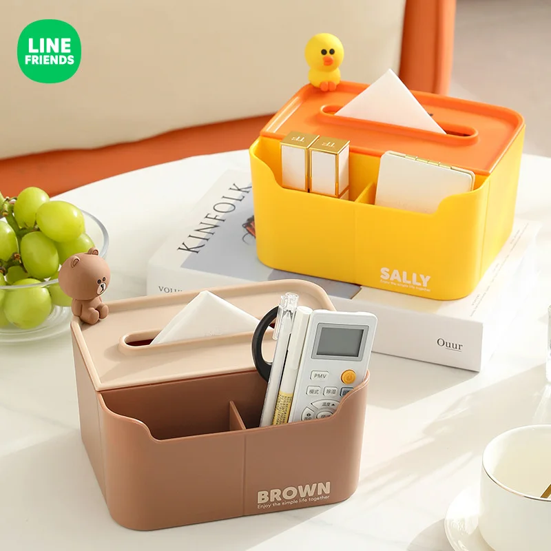 

Anime Kawaii LINE FRIENDS Brown Sally Tissue Box Cute Household Desktop Living Room Organizer Restaurant Tea Table Storage Bag