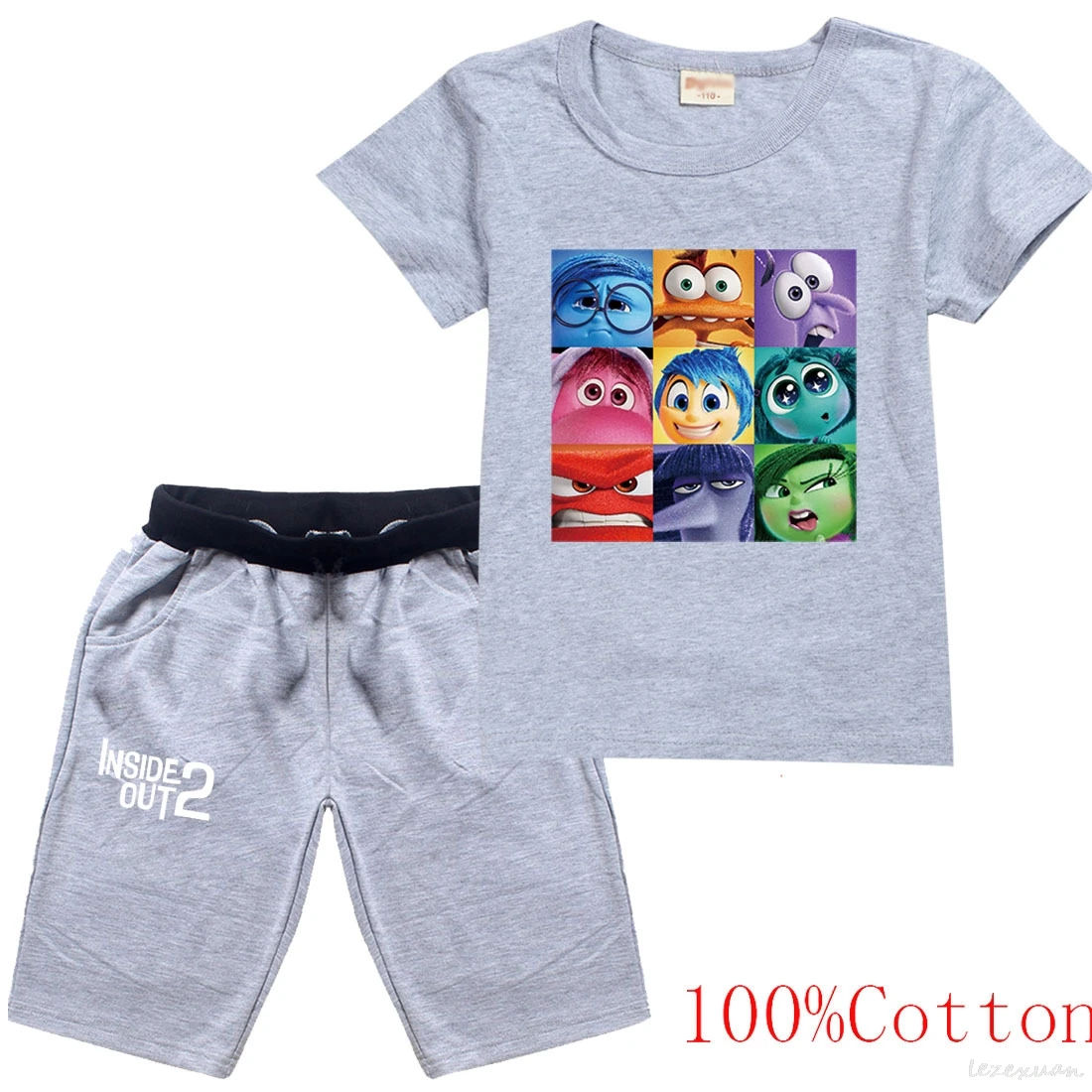 2 шт. футболка с коротким рукавом и шорты мультяшным принтом