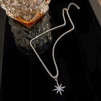 magic star pendant necklace for women trendy simple titanium steel zircon choker necklace gift for girls free shipping