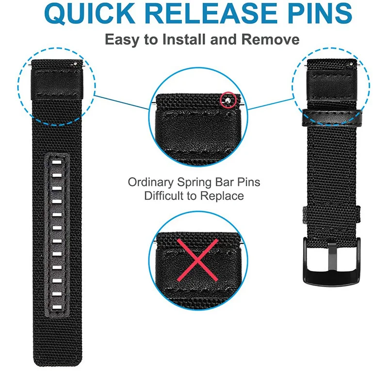 20mm 22mm Strap nylon Fabric For Samsung Galaxy watch 4 40mm 44mm Classic 42mm 46mm Replacement Band Amazfit HUAWEI Watch GT2