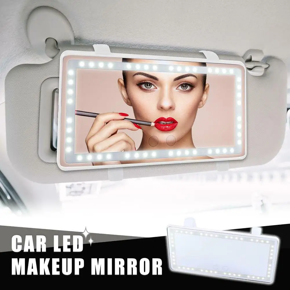 

Car Makeup Mirror Interior Visor Set Touch-screen With 60 Led Fill Light Built-in Battery Decorative Accessories Dressing Mirror