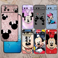 cute mickey mouse for google pixel 6 pro 6a 5a 5 4 4a xl 5g black phone case shockproof shell soft fundas coque capa
