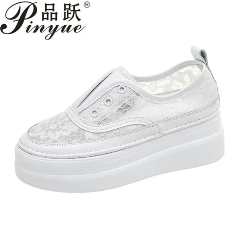 

Сандалии на танкетке 33 39 см, удобные босоножки на танкетке, сетчатые, с кружевом, Повседневная летняя брендовая дышащая обувь, 6,5